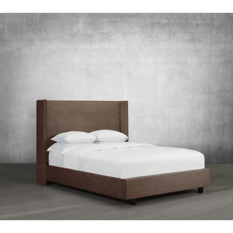 Lit plateforme en tissu d’ameublement, Caramel, Double