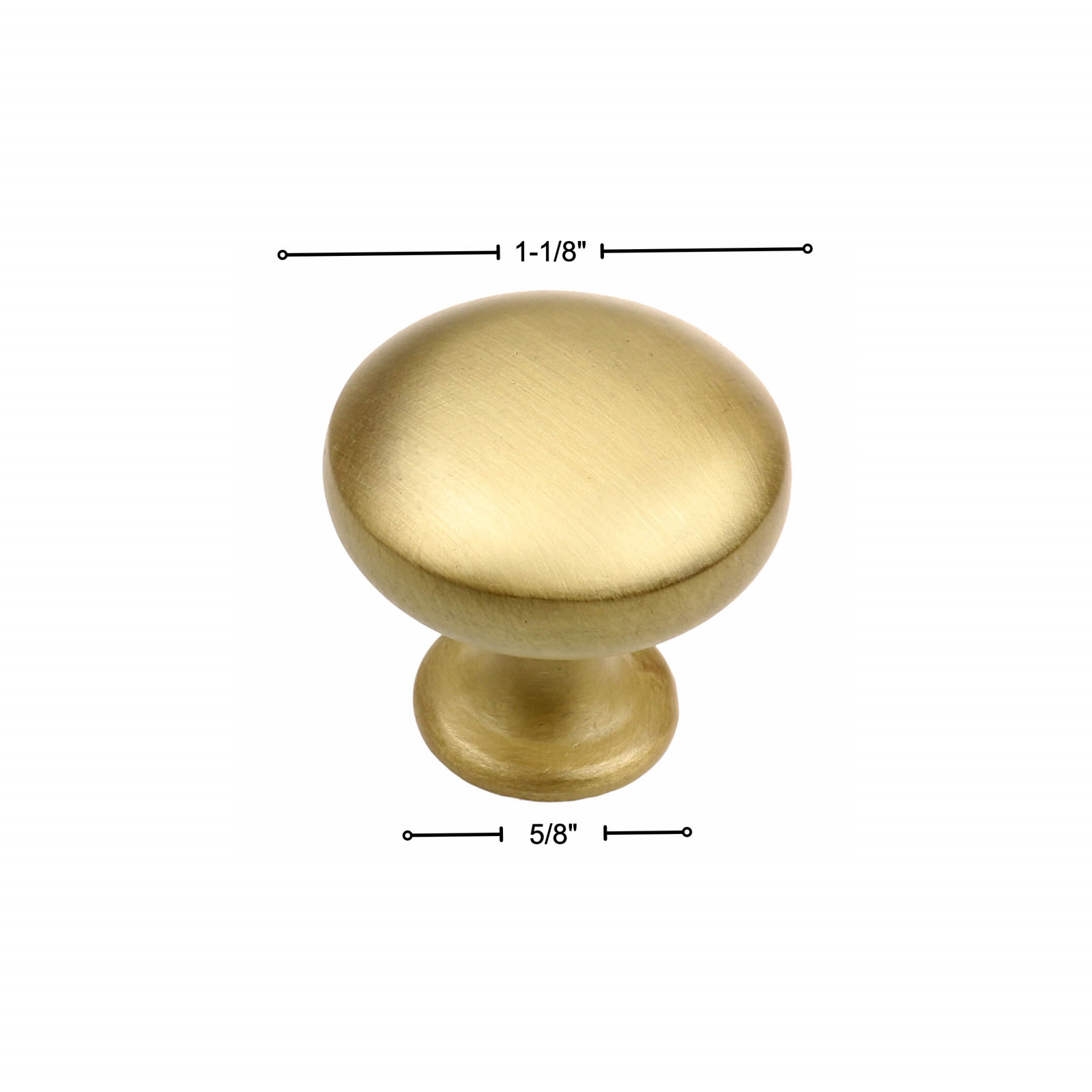 Classic Metal Mushroom Cabinet Knob, Satin Gold