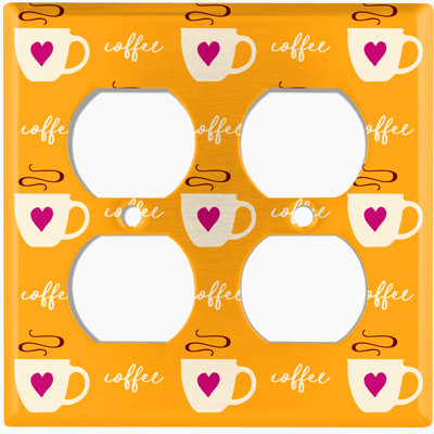 Plaque murale à 2 prises pour une tasse de café avec coeurs verts sarcelle