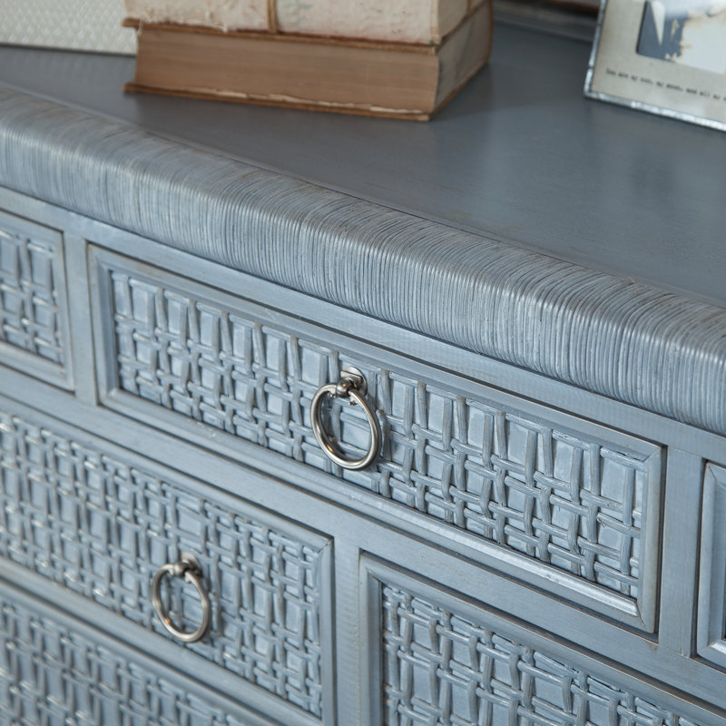 Naples 9 Drawer 64'' W Dresser, Sea Glass, No, Satin Nickel