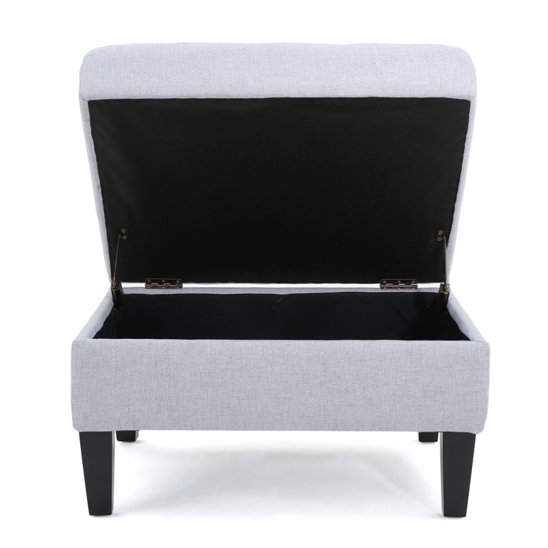 Anjuman Upholstered Ottoman, Light Gray, Light Gray Polyester Blend