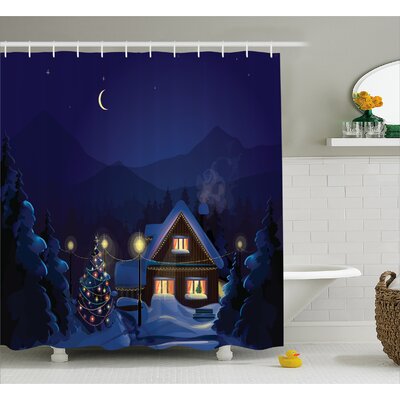 Christmas Winter Home and Tree Single Shower Curtain -  Ambesonne, sc_20025_long