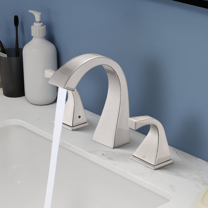 Robinet de lavabo de salle de bain à deux poignées Topcraft avec égouttoir escamotable, Nickel brossé