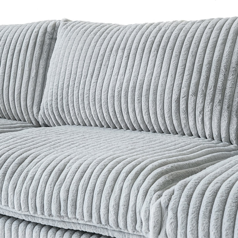 Wide Arm Upholstered Modular Sofa, 3, 25.6" H x 118.11" W x 39.37" D, Grey