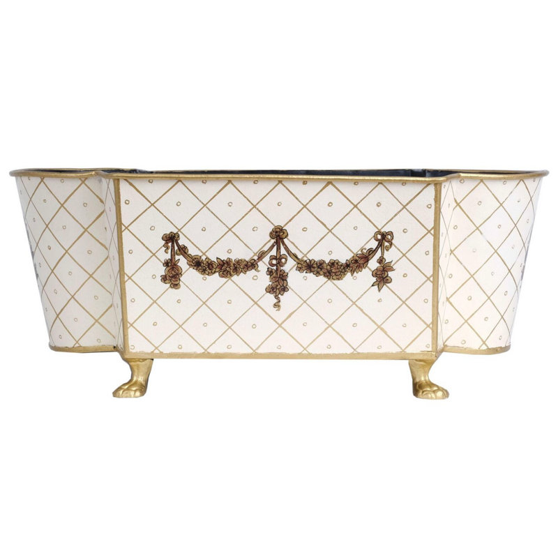 Erable Handmade Metal Planter, Ivory/Gold