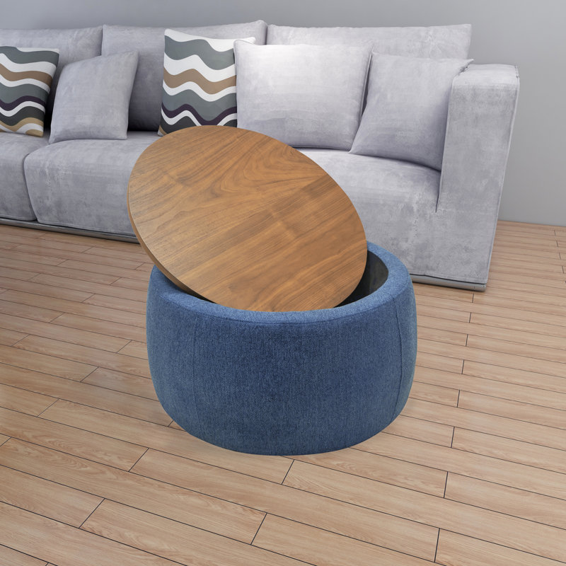 Aimeeleigh Upholstered Ottoman, Blue 100% Polyester