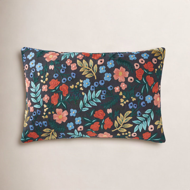 Rifle Paper Co. x Loloi PRP0028 Wildwood Garden 13" x 21" Pillow, Blue, Down