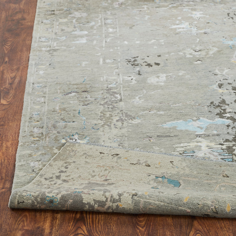 Illusion Weave Hand Knotted Abstract Area Rug, Rectangle 10' x 14'