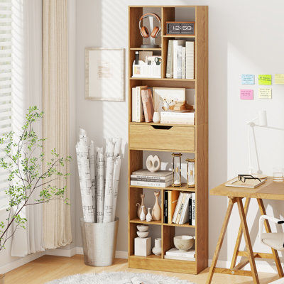 Bibliothèque avec tiroir, bibliothèque ouverte multifonctionnelle, rangement