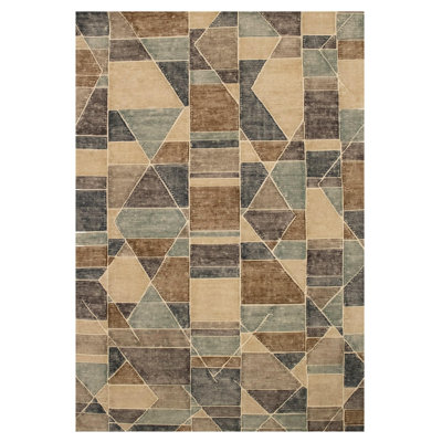 Danial Geometric Hand-Tufted Wool Blue/Beige Area Rug