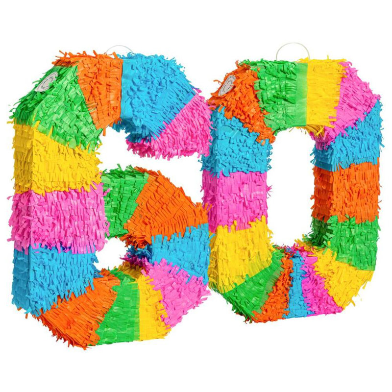 Fax Potato - Pinata Set with Stick & Blindfold - 60th Birthday / Anniversary - Rainbow