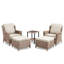 Ensemble de chaises longues d'extérieur 5 pièces avec table d'appoint et repose-pieds, chaises longues de patio pour porche ou terrasse-1812485520