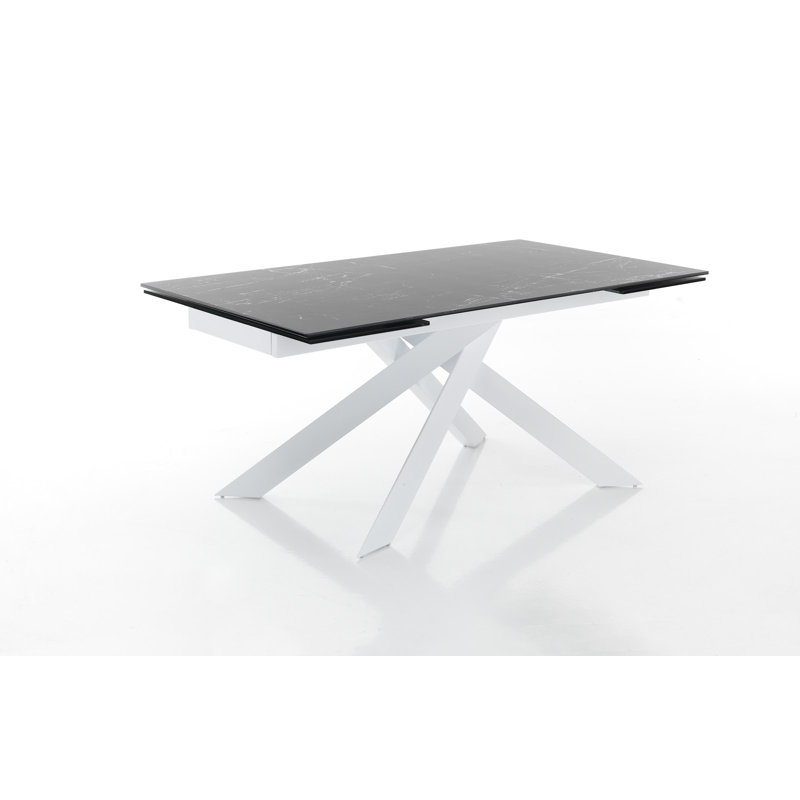 Amalan Dining Table, White, Matte Black