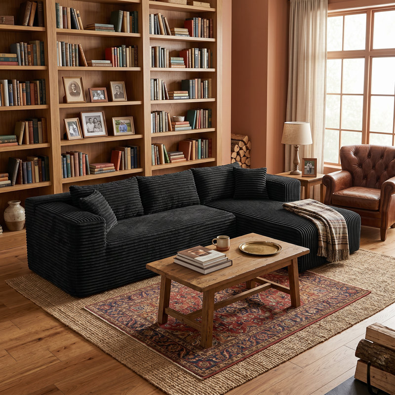 Linen Fabric Sectional Sofa Self-Expanding Instant Setup, 3-Seat L-Shaped Couch With Chaise For Living Room, Beige/Black/Gray