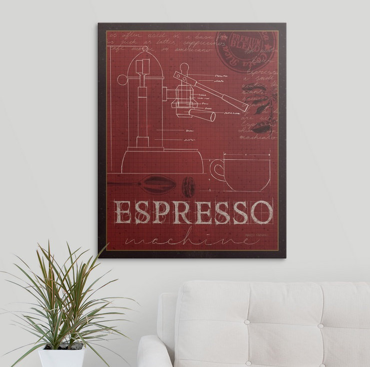 Anneliz «Coffee Blueprint IV» par Marco Fabiano, impression, H 30 po x l 24 po x P 1,5 po, Toile