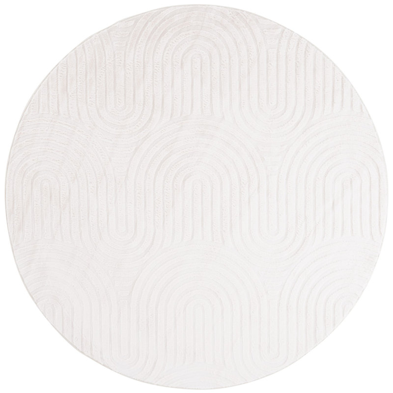 Zairo Performance Machine Washable Geometric Rug, Round 6'