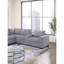 Canapé modulaire contemporain en L 6 pièces en velours côtelé gris pour le salon, les accoudoirs carrés et le dossier moelleux avec coussin-963898293
