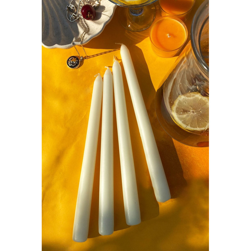 Ensemble de bougies élégantes non parfumées (4 pièces), couleur crème, 2 x 9,8 pouces | 100% cire de paraffine avec mèches de coton | Parfait pour la décoration intérieure et la détente, sécuritaire pour les enfants, idéal pour toute occasion