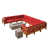 Teak Frame / Red Cushion
