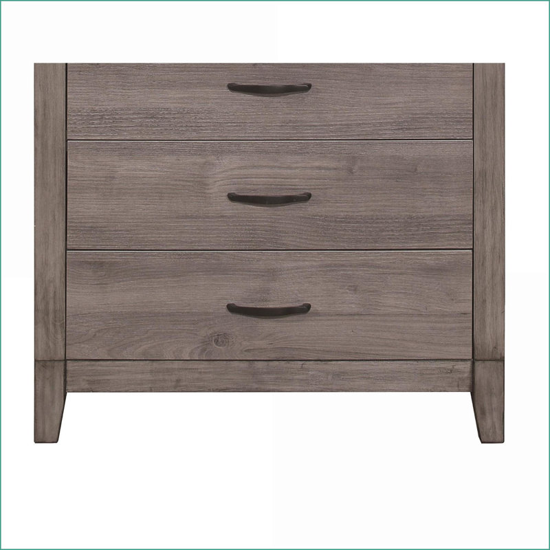 Commodes | Commode industrielle 5 tiroirs en mélamine gris brunâtre avec quincaillerie en métal foncé | Brun gris | Bois