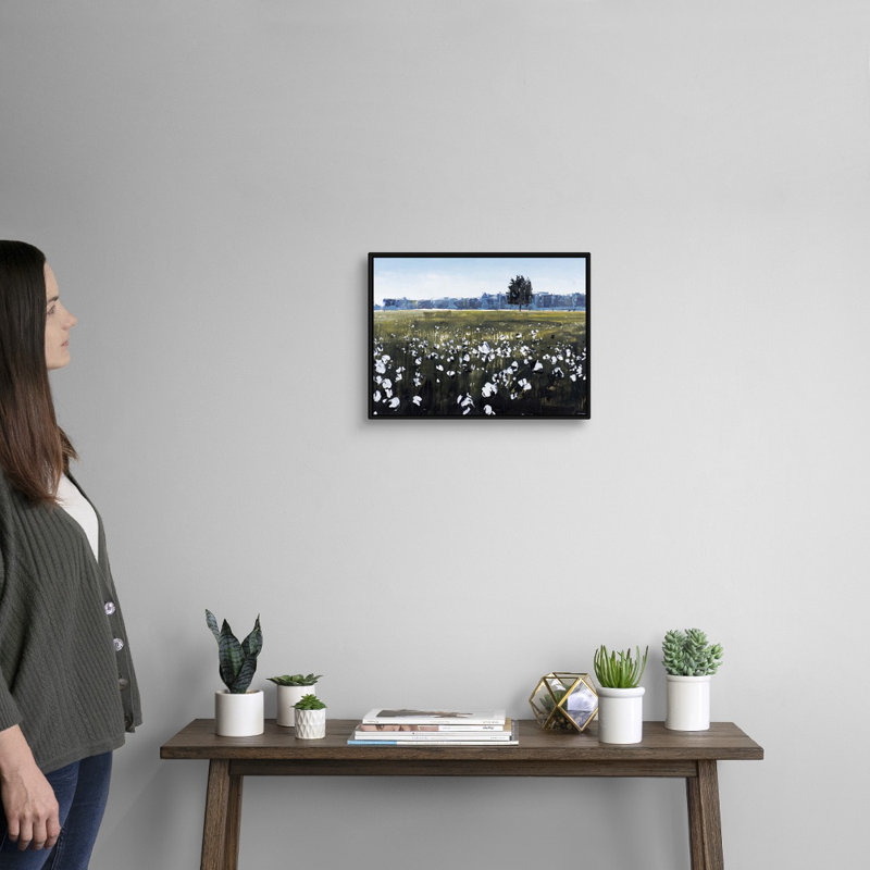 «North Carolina Cotton Field», reproduction sur toile David Shingler, Cadre noir, H 14 po x l 18 po x P 1,75 po
