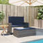 Banc de patio avec coussins et repose-pieds en polyester gris Latitude Run®-1222841396