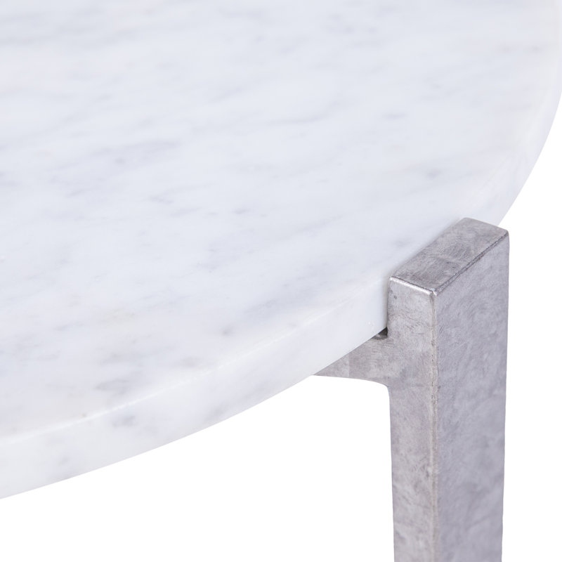 Manhattan Marble 3 Legs End Table, Royal Silver