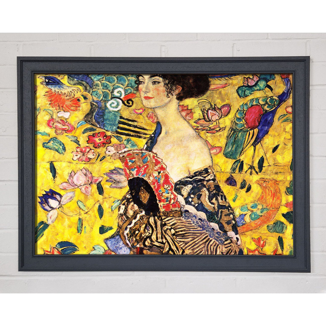 Gerahmtes Leinwandbild Klimt Lady with Fan Framed Print