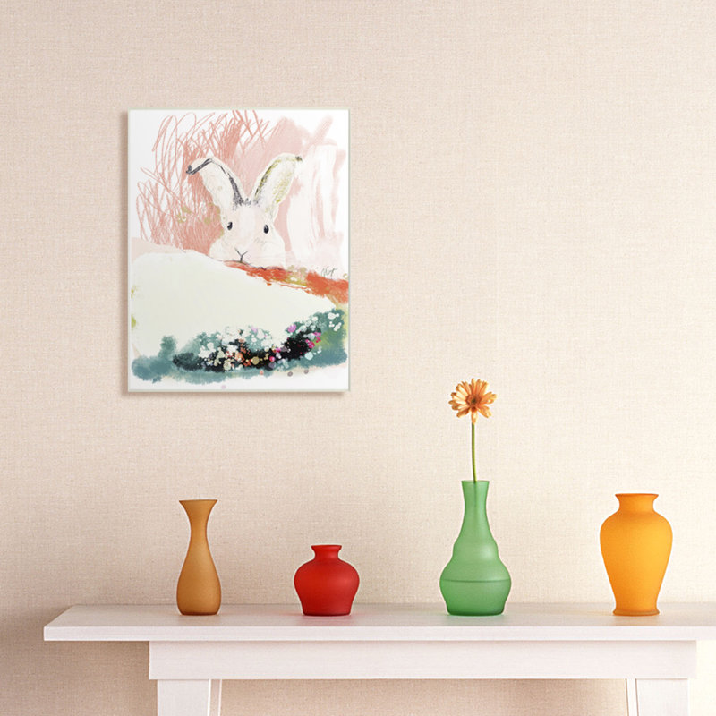 Décoration murale pour enfants avec collage de lapin multimédia Alkire, Plaque murale, H 15 po x l 10 po x P 0,5 po