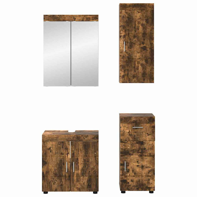 Vanity & Mirror Set, Dark Wood