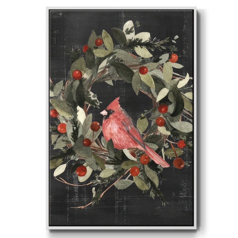 Christmas Cardinal I, toile tendue avec châssis I, H 41 po x l 27 po x P 1,5 po, Blanc
