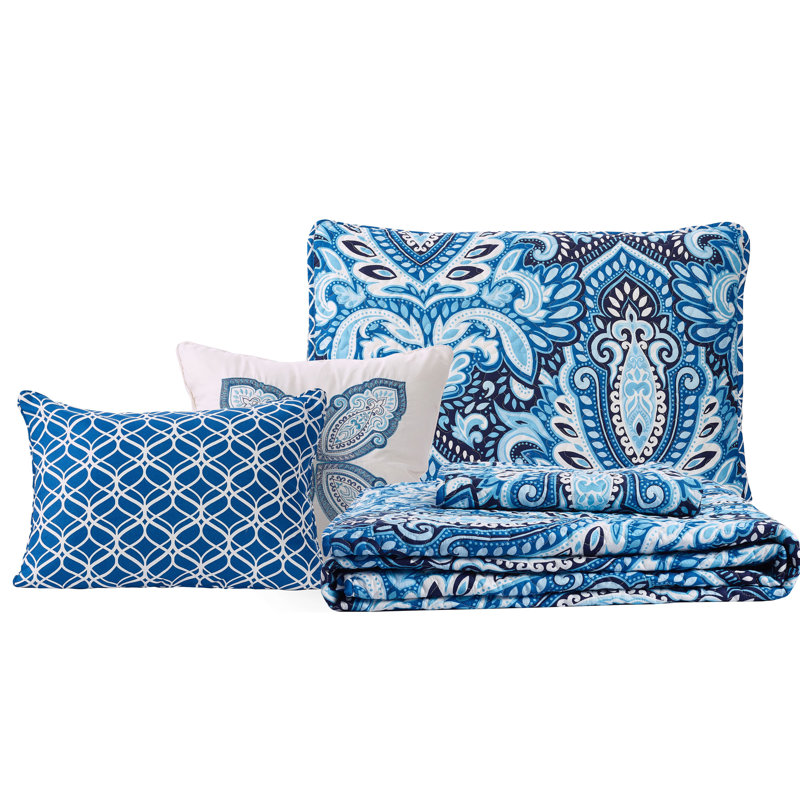 Ryne Polyester Paisley Quilt, Twin Quilt + 3 Additional Pieces
