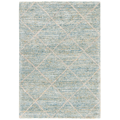 Tapis bleu clair en laine touffeté à la main Moniz