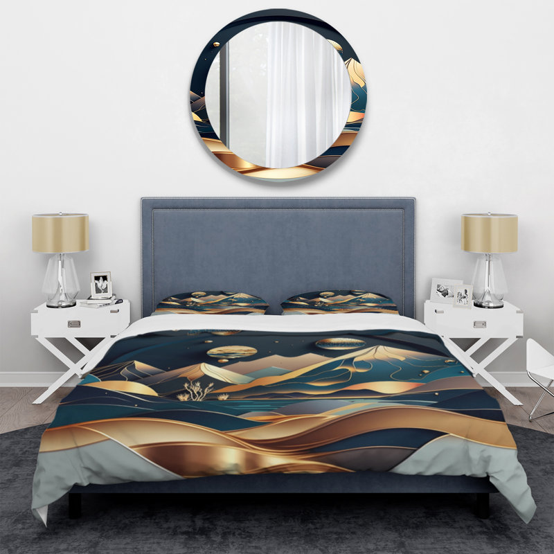 Ensemble de housse de couette en microfibre / polyester Dreamy Golden Mountain I Bedding