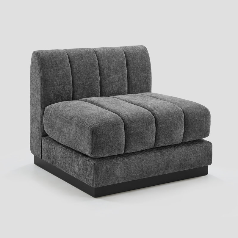 Canapé modulaire Myrhn, canapé-lit 3 places contemporain avec base en bois massif, Gris