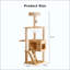Arbre à chat 48,8 po moderne en bois, arbre à chat d'intérieur multifonctionnel avec poteaux à griffer en sisal, perchoir supérieur et hamac en acrylique pour petits et grands chats