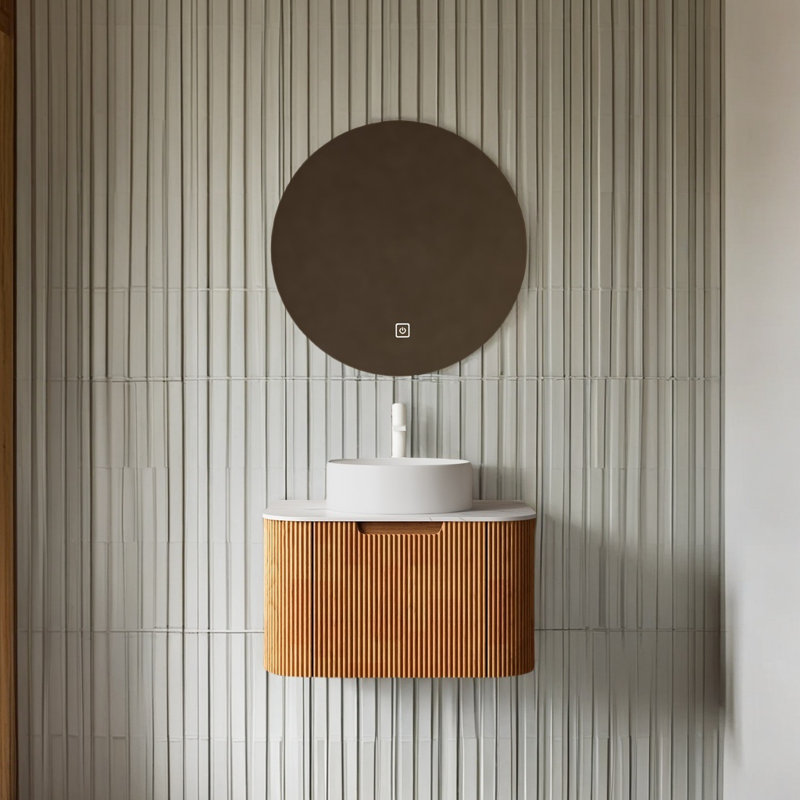 Meuble-lavabo mural 24 po avec lavabo en céramique, armoire de rangement pré-assemblée, comptoir en marbre artificiel blanc, robinet non inclus,