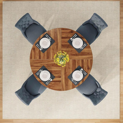 Round Farmhouse Dining Table Wood Kitchen Table for 4 Cross Base Wooden Dinner Table for Dining Room Breakfast Nook or Living Area by Gracie Oaks