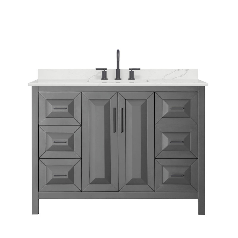 Daria 48'' W Vanity, Gray, Matte Black, Giotto Quartz