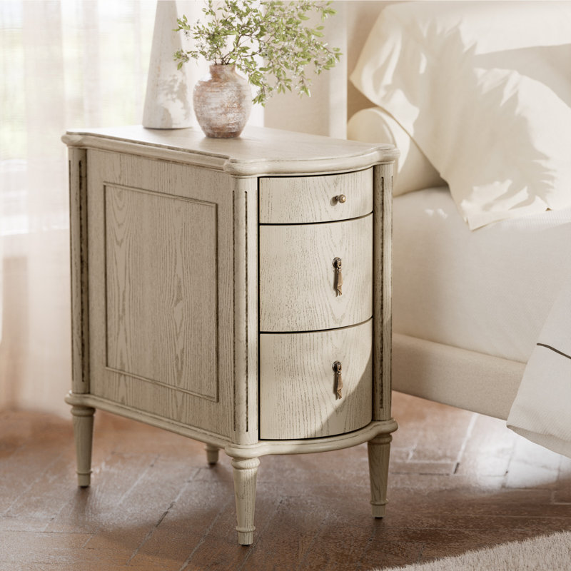 STO'sense Nightstand Set Of 2 W/Charging Station & 3 Drawers, Pre-Assembled, Vintage Side Table W/Antique-Finished Pulls, Rustic Wood Finish, Narrow End Table W/Turned Legs For Bedroom, Antique Grey