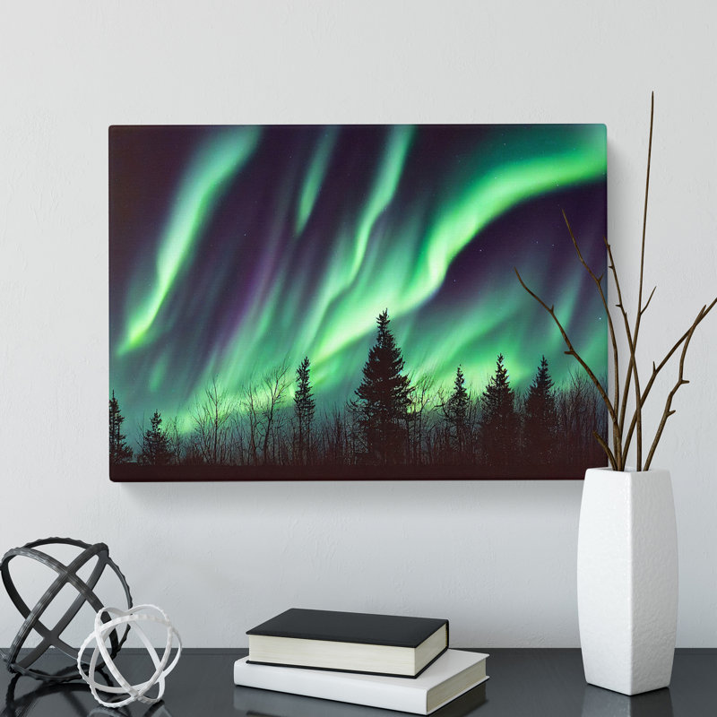 Serene Aurora Borealis - Wrapped Canvas, 50cm H x 76cm W x 3cm D