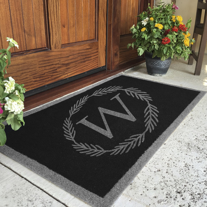Tapis d'entrée antidérapant Gabrien 2 po x 3 po, Noir / gris, L 36 po x L 72 po, Oui