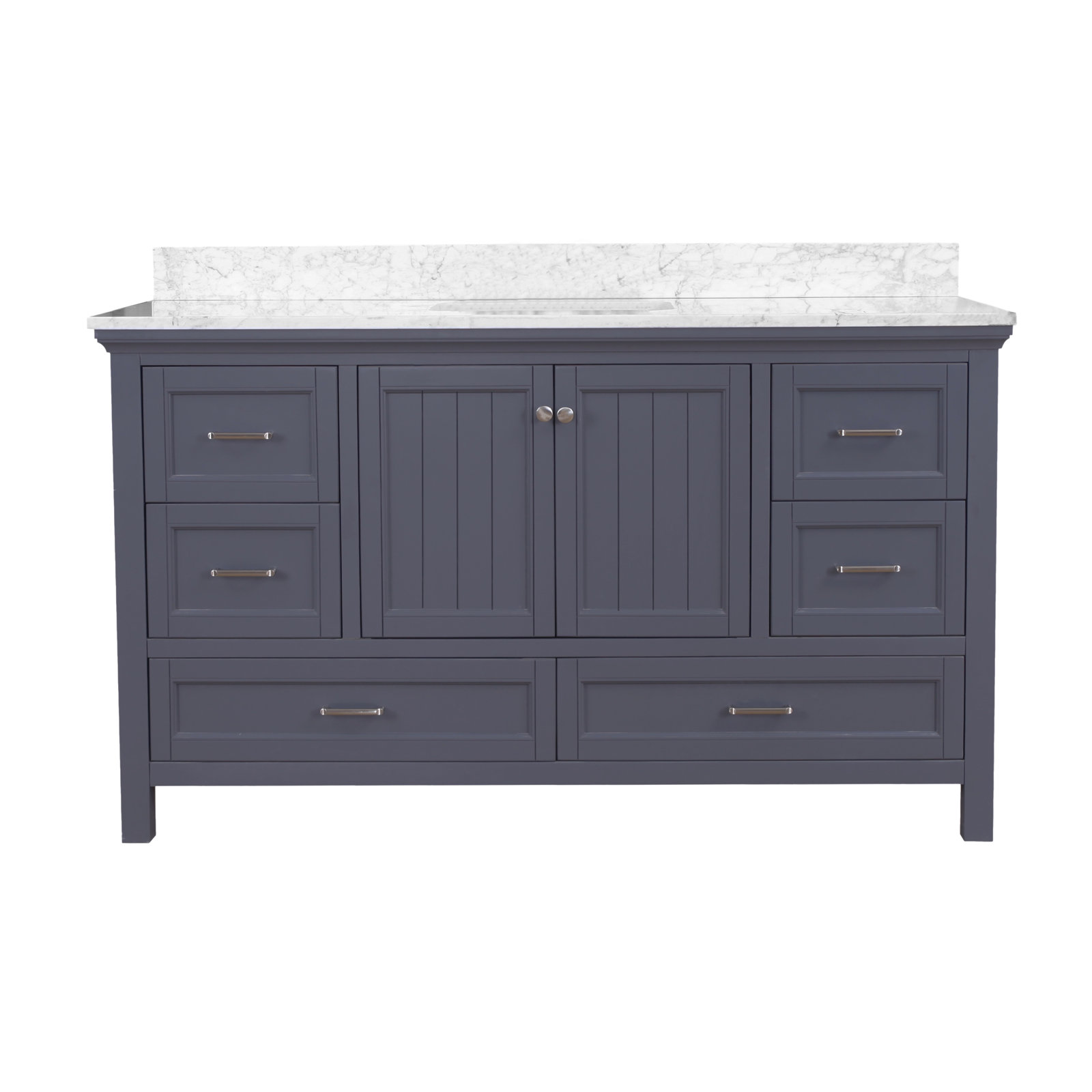 Maven 60" Carrara Marble Single Bathroom Vanity, Marine Gray