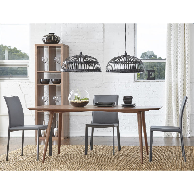 Ensemble de deux chaises d'appoint de salle à manger rembourrées en cuir grises, Grey