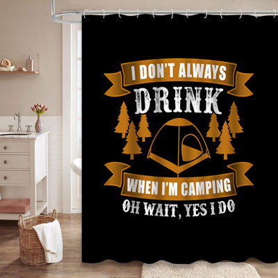 Camping Adventure Forest Journey Drawn Shower Curtain with 12 Hooks