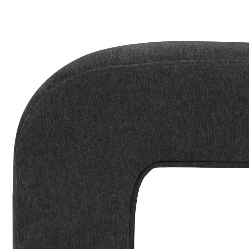 Banc rembourré Ichika, Chenille gris charbon