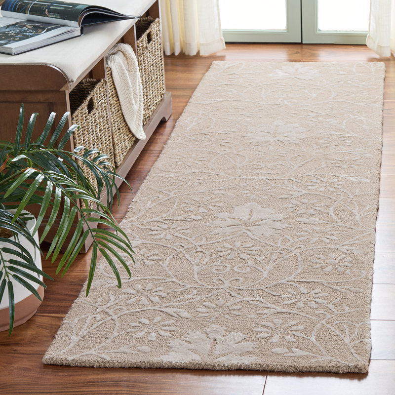 Glamour 610 Hand Tufted 45% Wool; 45% Viscose; 10% Cotton Floral Rug, Runner 2'3" x 8'