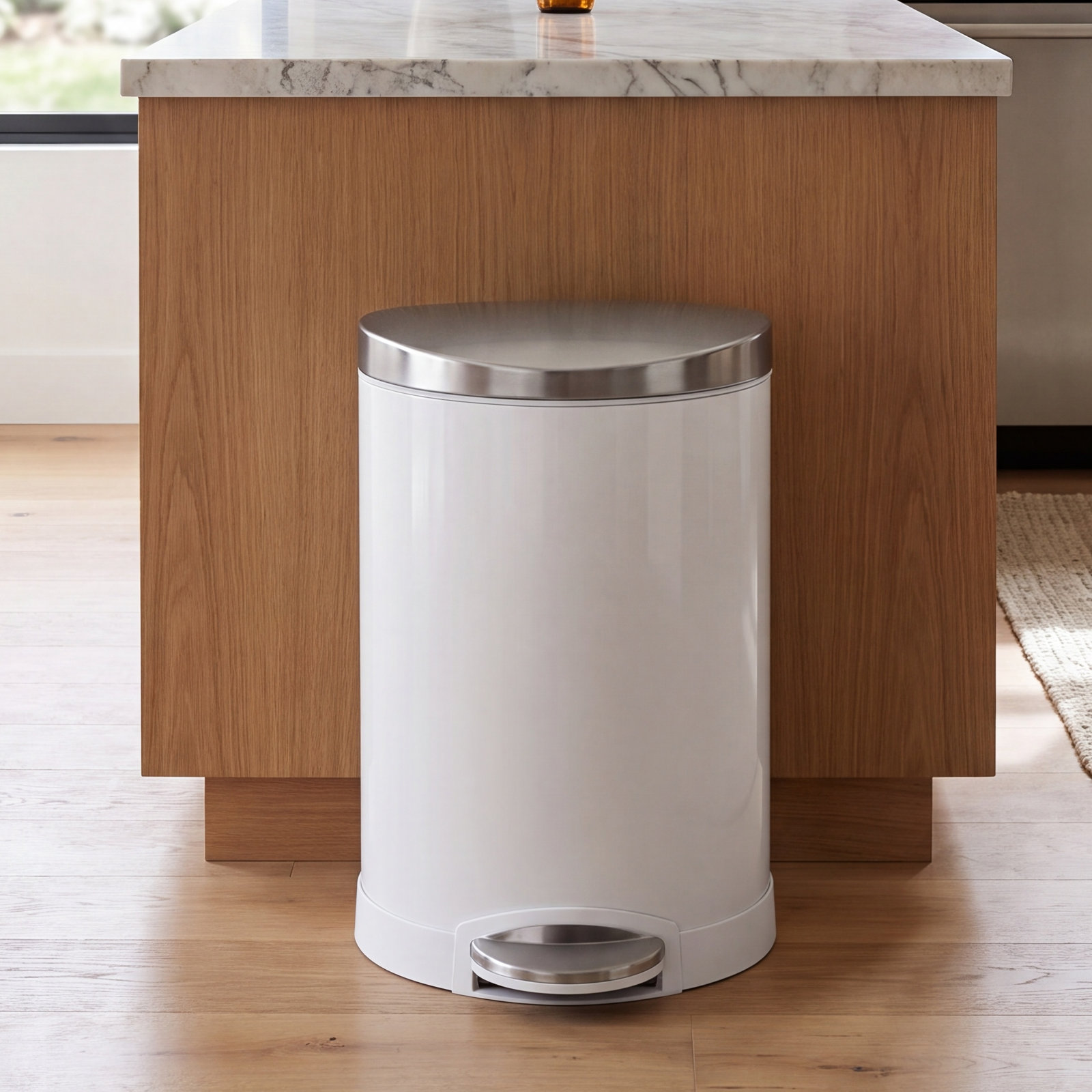 simplehuman 1.6gal Semi-Round Step-On Can