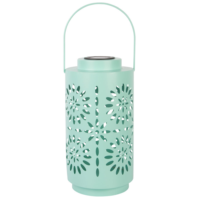 12"H Mint Flower Solar Lantern, Mint Flower