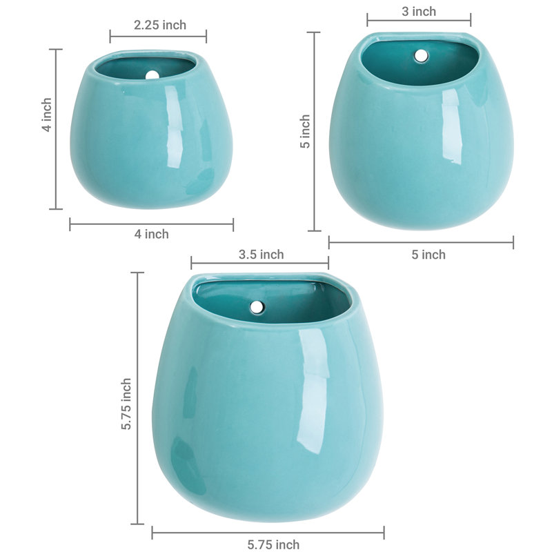 Ceramic Wall Planter, Aqua Blue